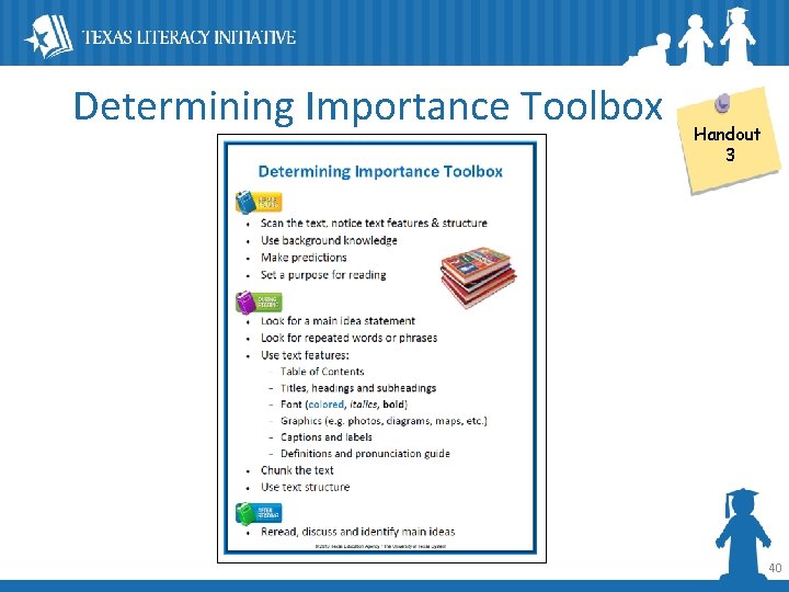 Determining Importance Toolbox Handout 3 40 