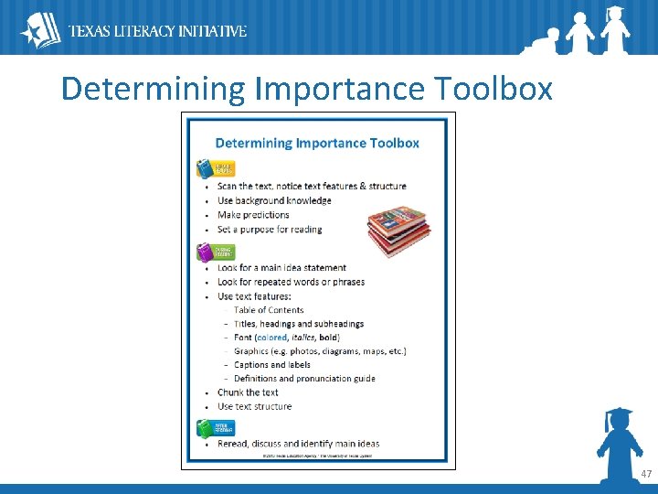 Determining Importance Toolbox 47 