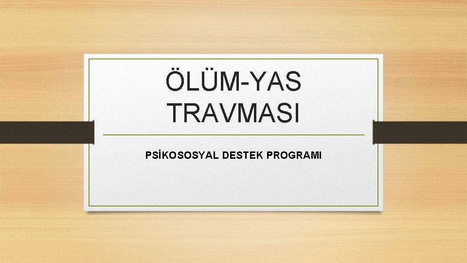 ÖLÜM-YAS TRAVMASI PSİKOSOSYAL DESTEK PROGRAMI 