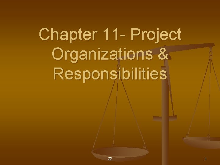 Chapter 11 - Project Organizations & Responsibilities 22 1 