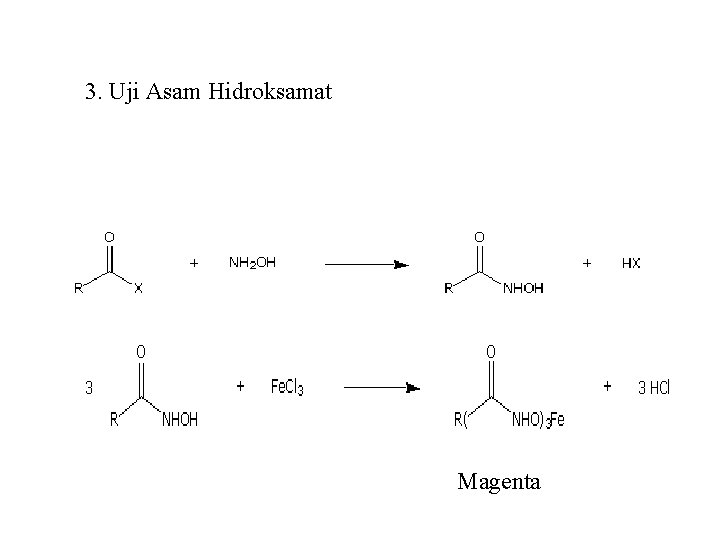 3. Uji Asam Hidroksamat Magenta 