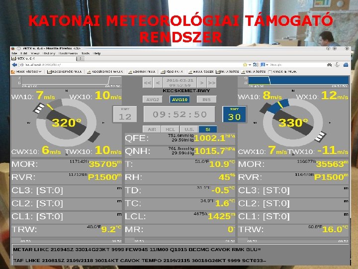 KATONAI METEOROLÓGIAI TÁMOGATÓ RENDSZER Eger, 2016. október 12. 11 