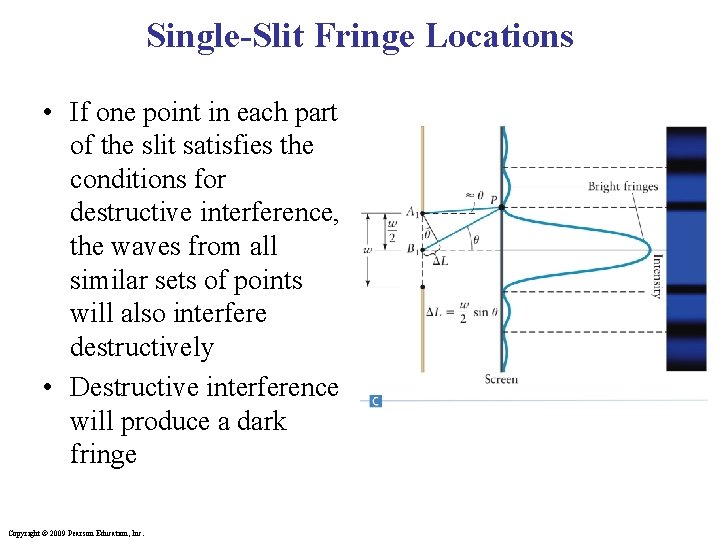 Single-Slit Fringe Locations • If one point in each part of the slit satisfies