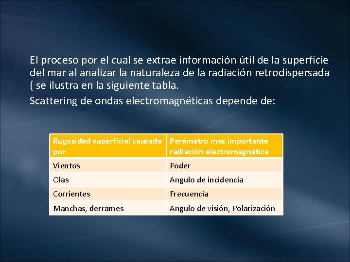 El proceso por el cual se extrae información útil de la superficie del mar