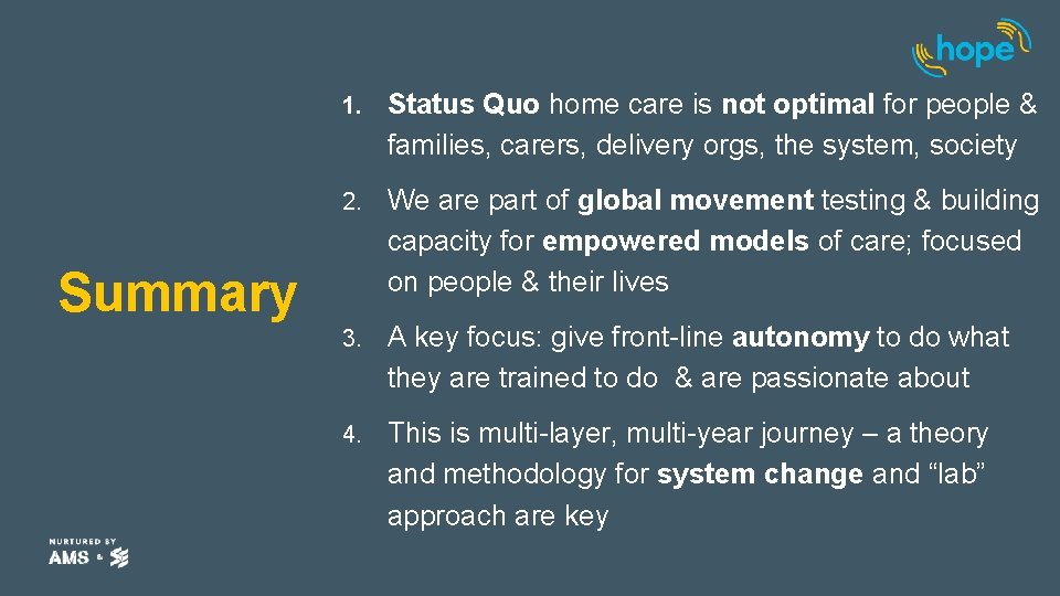 1. Status Quo home care is not optimal for people & families, carers, delivery