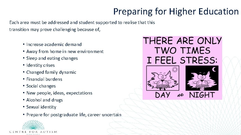 Preparing for Higher Education Each area must be addressed and student supported to realise