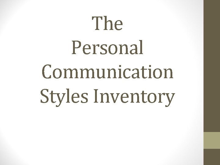 The Personal Communication Styles Inventory 