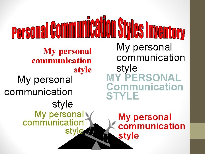 My personal communication style MY PERSONAL Communication STYLE My personal communication style 