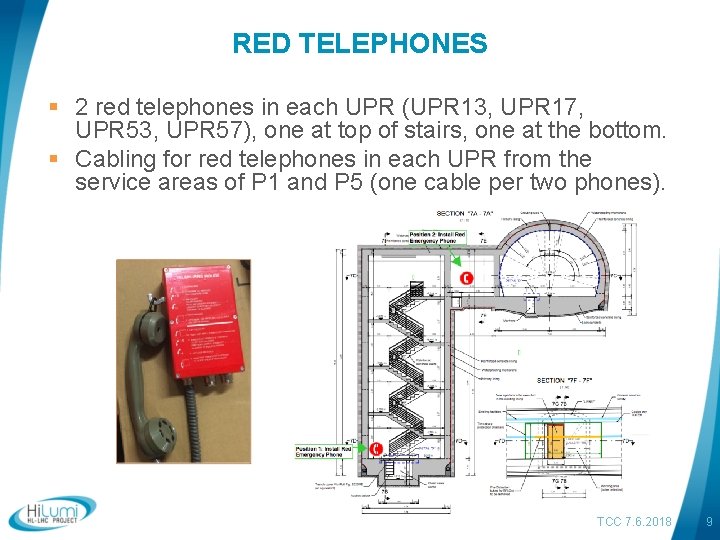 RED TELEPHONES § 2 red telephones in each UPR (UPR 13, UPR 17, UPR