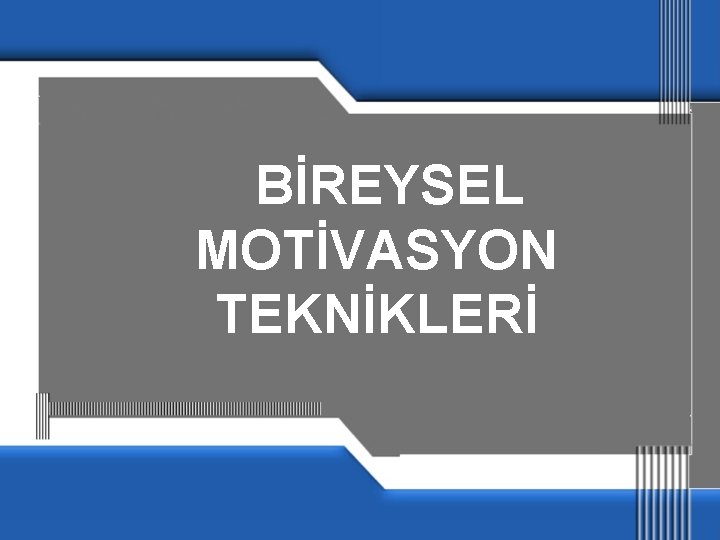 BİREYSEL MOTİVASYON TEKNİKLERİ 