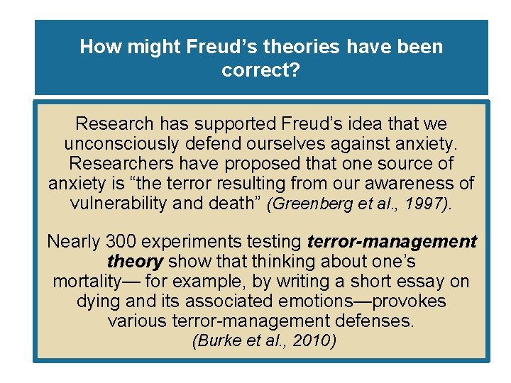How might Freud’s theories have been correct? Research has supported Freud’s idea that we