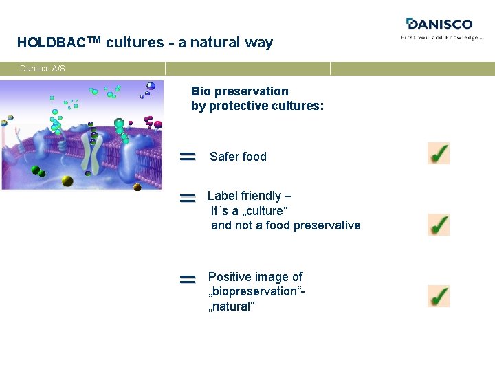 HOLDBAC™ cultures - a natural way Danisco A/S Bio preservation by protective cultures: =
