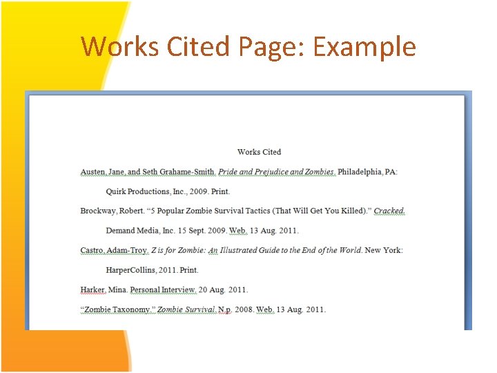 Works Cited Page: Example 