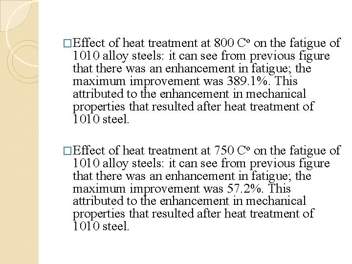 �Effect of heat treatment at 800 Co on the fatigue of 1010 alloy steels: