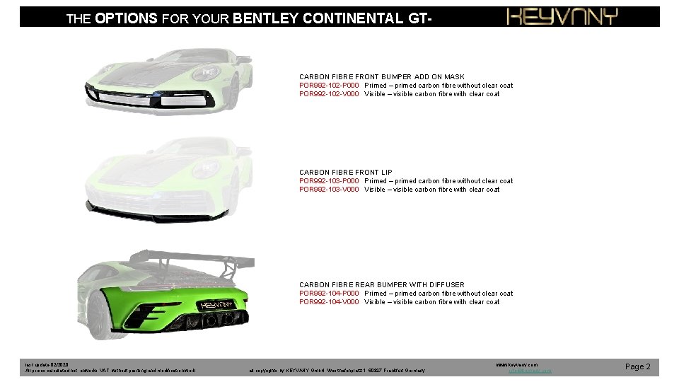 THE OPTIONS FOR YOUR BENTLEY CONTINENTAL GT- GTC CARBON FIBRE FRONT BUMPER ADD ON