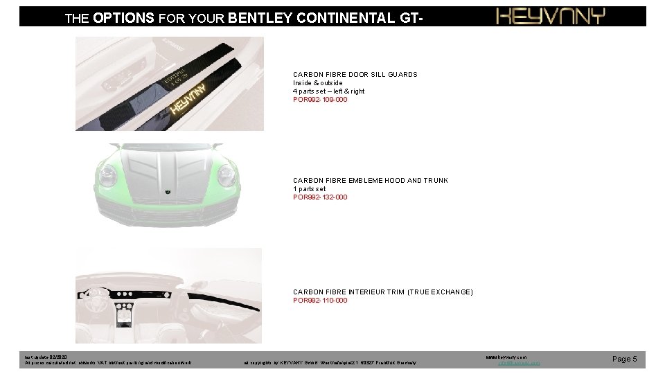 THE OPTIONS FOR YOUR BENTLEY CONTINENTAL GT- GTC CARBON FIBRE DOOR SILL GUARDS Inside