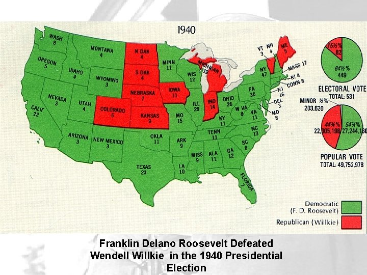 Franklin Delano Roosevelt Defeated Wendell Willkie in the 1940 Presidential Election 