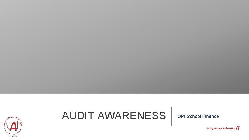 AUDIT AWARENESS OPI School Finance 