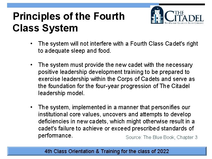 Principles of the Fourth Class System • The system will not interfere with a