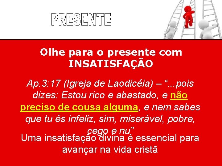 Olhe para o presente com INSATISFAÇÃO Ap. 3: 17 (Igreja de Laodicéia) – “.