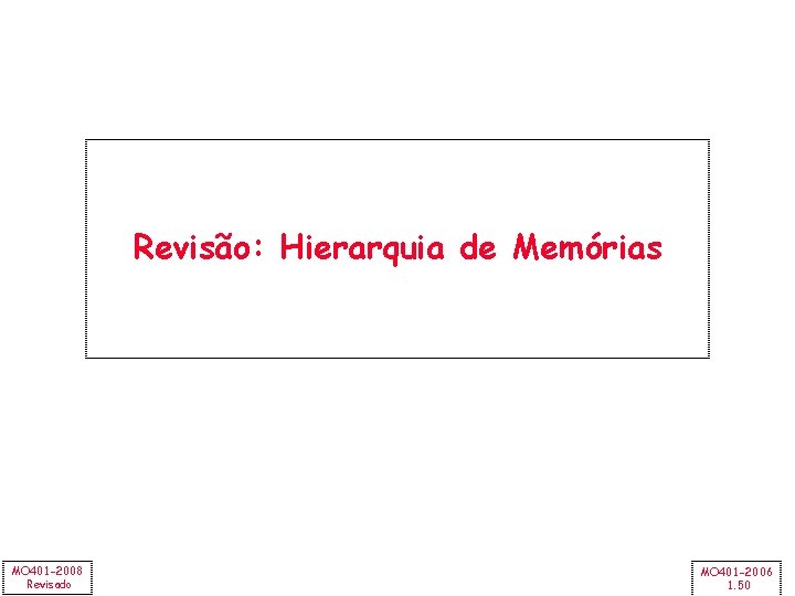 Revisão: Hierarquia de Memórias MO 401 -2008 Revisado MO 401 -2006 1. 50 