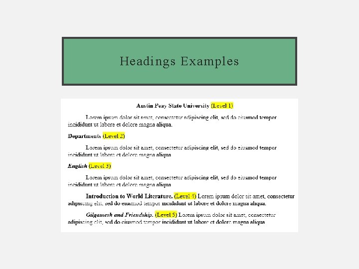 Headings Examples 