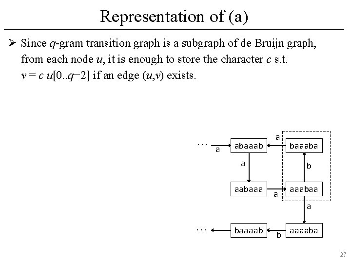Representation of (a) Ø Since q-gram transition graph is a subgraph of de Bruijn