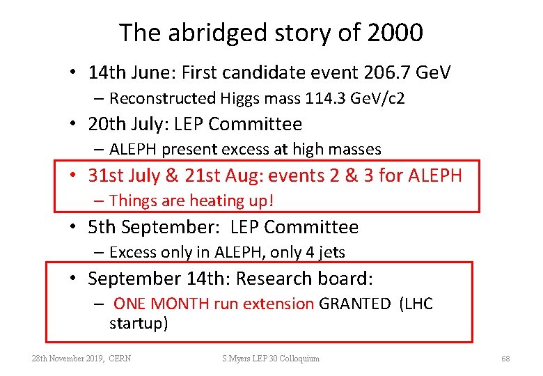 The abridged story of 2000 • 14 th June: First candidate event 206. 7