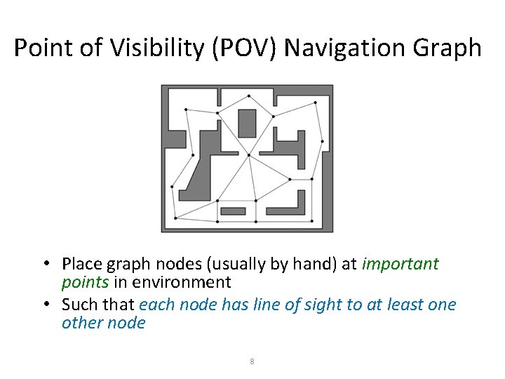 Point of Visibility (POV) Navigation Graph • Place graph nodes (usually by hand) at