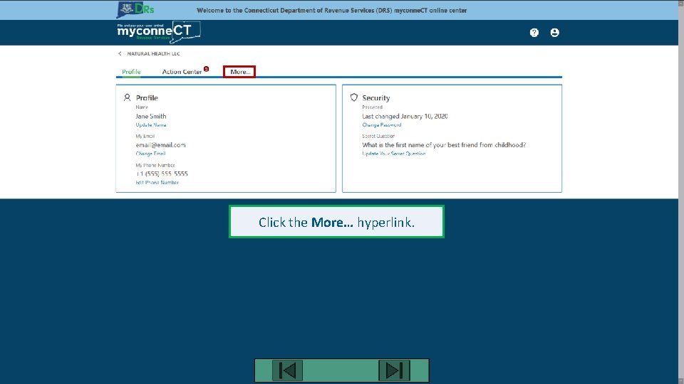 Click the More… hyperlink. 
