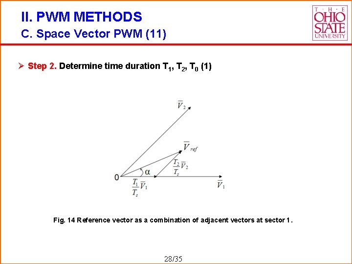 II. PWM METHODS C. Space Vector PWM (11) Ø Step 2. Determine time duration