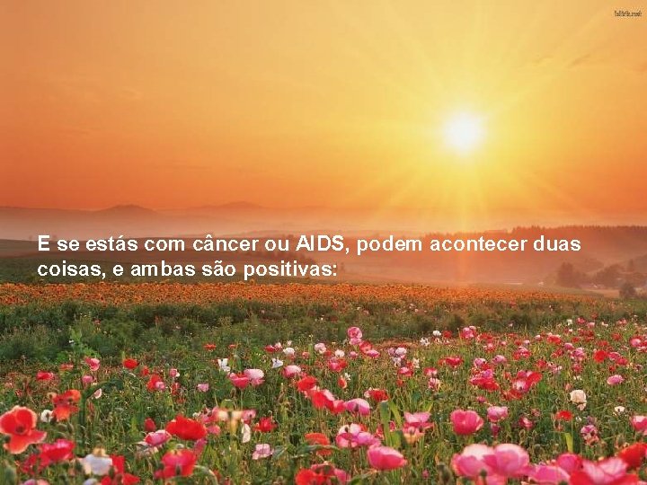 E se estás com câncer ou AIDS, podem acontecer duas coisas, e ambas são