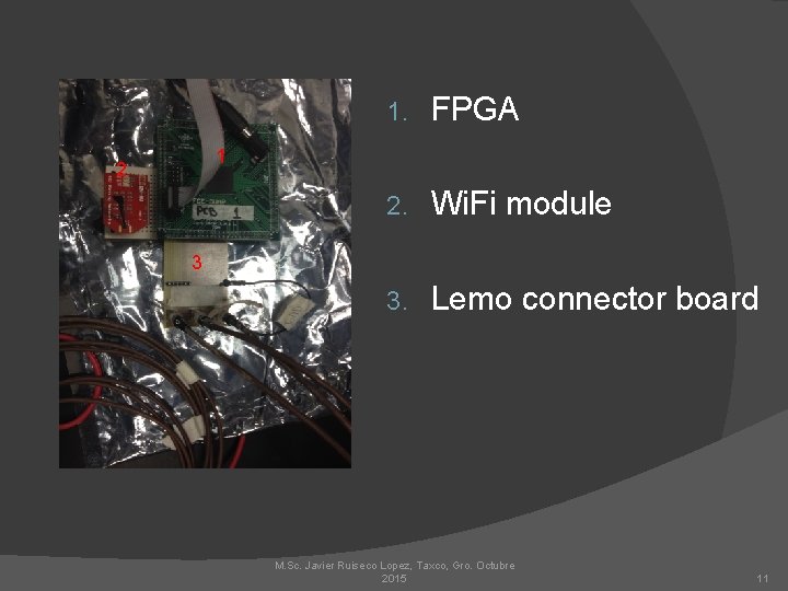 1. FPGA 2. Wi. Fi module 3. Lemo connector board 1 2 3 M.