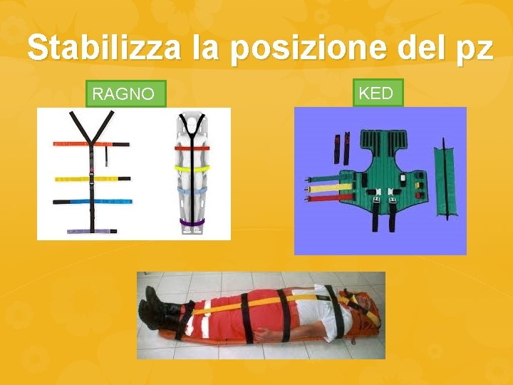 Stabilizza la posizione del pz RAGNO KED 