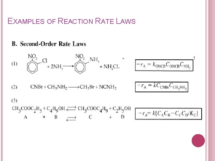 EXAMPLES OF REACTION RATE LAWS 