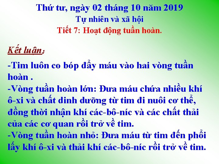 Thứ tư, ngày 02 tháng 10 năm 2019 Tự nhiên và xã hội Tiết