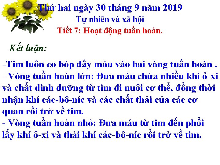 Thứ hai ngày 30 tháng 9 năm 2019 Tự nhiên và xã hội Tiết