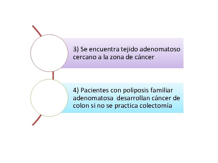 3) Se encuentra tejido adenomatoso cercano a la zona de cáncer 4) Pacientes con 3) Se encuentra tejido adenomatoso cercano a la zona de cáncer 4) Pacientes con