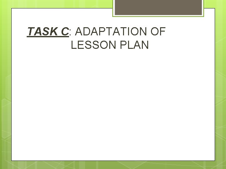 TASK C: ADAPTATION OF LESSON PLAN 