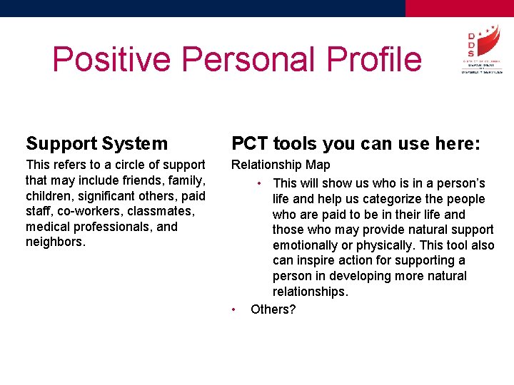 Positive Personal Profile Support System PCT tools you can use here: This refers to