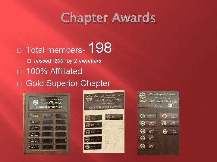 Chapter Awards � Total members� � � 198 missed “ 200” by 2 members