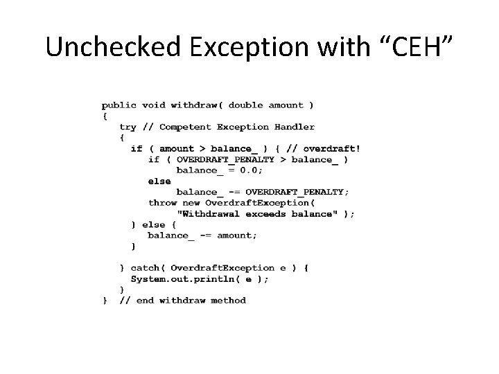 Unchecked Exception with “CEH” 