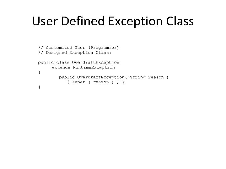 User Defined Exception Class 