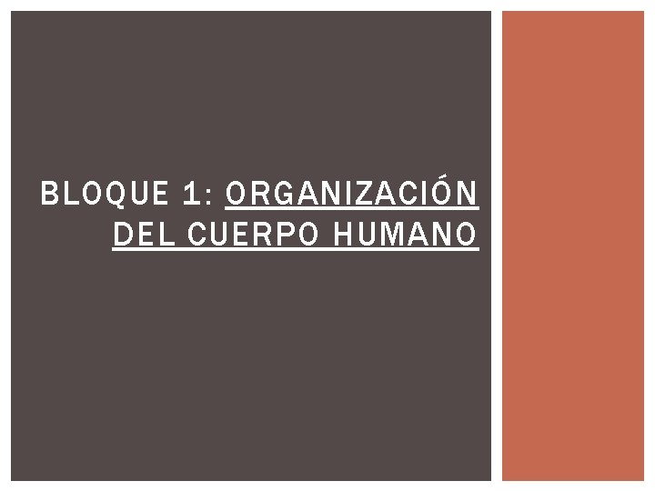 BLOQUE 1: ORGANIZACIÓN DEL CUERPO HUMANO 