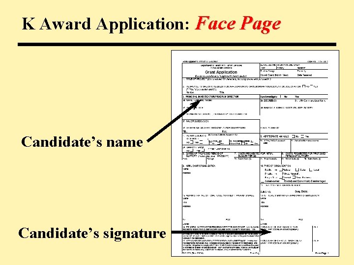 K Award Application: Face Page Candidate’s name Candidate’s signature 
