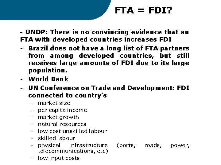 FTA = FDI? - UNDP: There is no convincing evidence that an FTA with