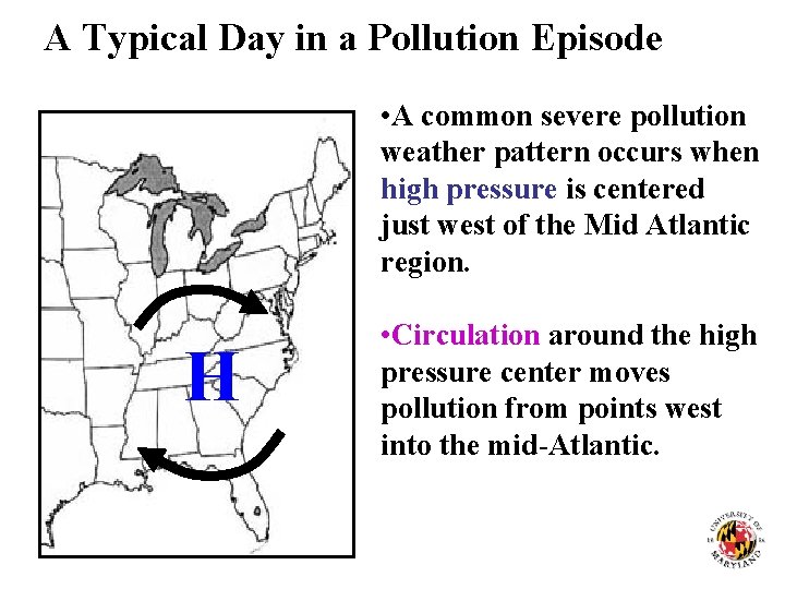 A Typical Day in a Pollution Episode • A common severe pollution weather pattern A Typical Day in a Pollution Episode • A common severe pollution weather pattern