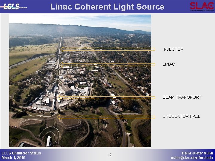 Linac Coherent Light Source INJECTOR LINAC BEAM TRANSPORT UNDULATOR HALL LCLS Undulator Status March