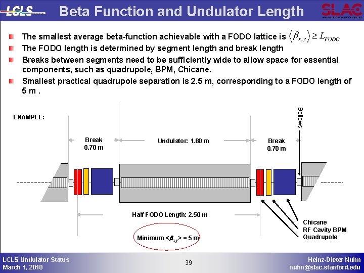 Beta Function and Undulator Length The smallest average beta-function achievable with a FODO lattice