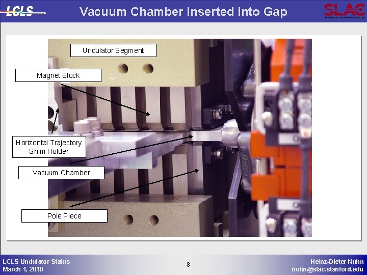 Vacuum Chamber Inserted into Gap Undulator Segment Magnet Block Horizontal Trajectory Shim Holder Vacuum